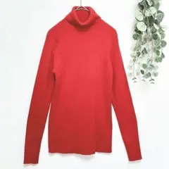 エルプラネットELLE PLANETE☆リブタートルネックニット☆M☆赤☆タイト