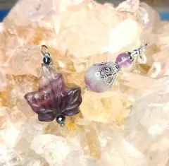 天然石◇☆フローライトペンダント　 トップ 2点セット