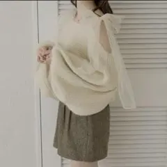 AmbreNeige アンブルネージュ チュールリボントップス アイボリーのサムネイル