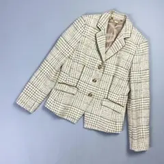 美品SCAPA チェック柄テーラードジャケット ベージュ サイズ38*MD511