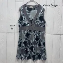 Corte Largo（38）ノースリーブチュニック 総柄グレー/ブラックのサムネイル