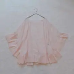 Lady シアー　ケープ風ブラウス　フリル　ピンク　華やか　M