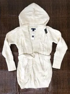 新品タグ　130/140 GAP kids フードつきロングカーディガン　ニット