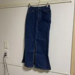 デニムスリットロングスカート ダークブルー