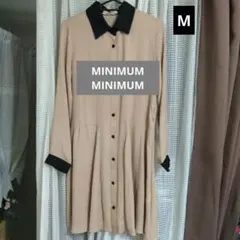 [MINIMUM MINIMUM] 長袖ワンピース ベージュピンク× ブラックMのサムネイル