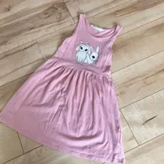 H&M ノースリーブワンピース　うさぎ　くすみピンク