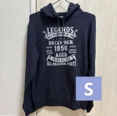 新品✨パーカー 紺 S カレッジ風 ネイビー 古着風　フード　スウェット　男女