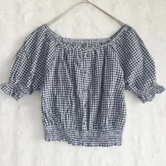 BROWNY ブラウニー ギンガムチェック オフショル シャーリング 半袖 春夏