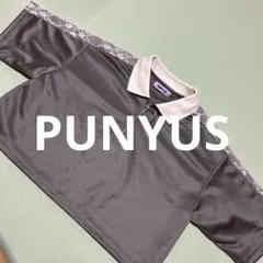 PUNYUS ハーフジップ ポロシャツ レースライン グレーのサムネイル