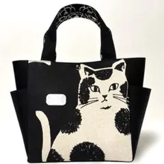 ハンドメイド トートバッグ エチノ echino 猫柄 モノトーン ねこ