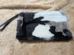 【美品】ファーとレザーのクラッチバッグ