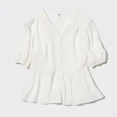 【新品タグ付き】UNIQLO Vネックボリュームスリーブブラウス 3XL