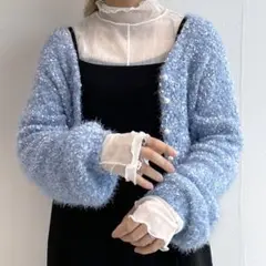 w closet ニットカーディガン ブルー