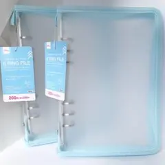 【新品】ダイソー A5 6リングファイル 水色 2個セット