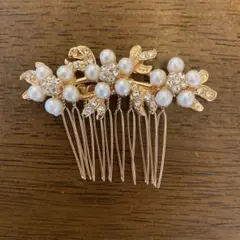 髪飾り パール フォーマルヘアアクセサリー かんざし 結婚式 和装　ゴールド