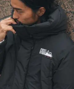 ファーストダウン パネルショート ダウンジャケット ブラック L