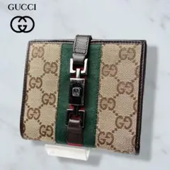 04 美品 GUCCI ジャッキー GG柄 シェリーライン 二つ折り財布 q8