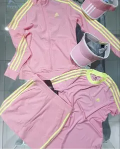 アディダスゴルフ　セットアップ　ピンク✖️ネオンイエロー