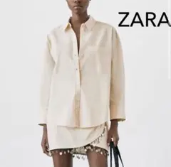 【新品タグ付き】ZARAオーバーポプリンシャツ　M
