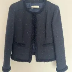 【美品】Ballsey ネイビー ノーカラーツイードジャケット38