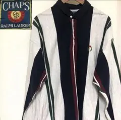 90s チャップス ラルフローレン ポロシャツ 長袖 マルチストライプ ロゴ刺繍