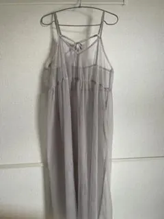 チュールキャミワンピース　ロング　グレー