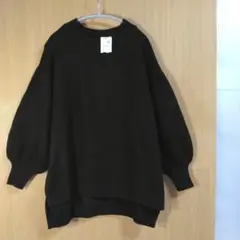 earth music&ecology新品タグ黒 バルンスリーブ ニットFree