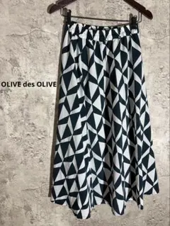 ☘️OLIVE des OLIVE 幾何学柄 ロングフレアスカート ウエストゴムのサムネイル