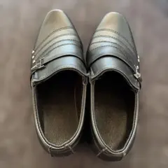 ブラックフォーマルシューズ ストライプデザイン　21センチ