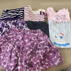 140女児　春服まとめ売り　トップス4着ボトムス2着ワンピ1着　BeBeほか