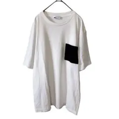 15005 グリーンレーベルリラクシング ポケットTシャツ メンズ L 白×黒のサムネイル