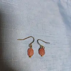 天然石ピンクストーン フック式ピアス