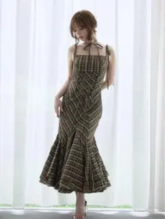ANDMARY チェック柄 レースアップ キャミワンピース | Mercari