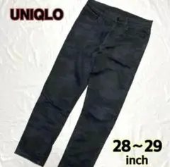 UNIQLOユニクロ メンズレギンスジーンズ ダークグリーン 迷彩 28 29