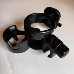 【美品】ベビーカー用ドリンクホルダースマホホルダー3in1ブラック