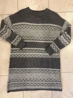 GU 幾何学模様 グレー ニットワンピース Sサイズ