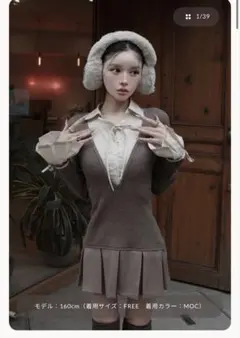 ダーリッチシャツドッキングプリーツミニワンピース MOK