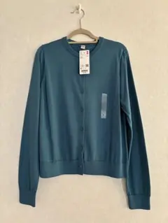 UNIQLO ☆新品 S UVカットクルーネックカーディガン 65 ブルー