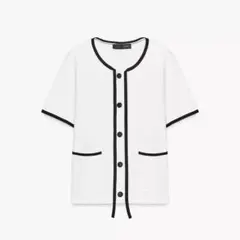 ZARA コントラストパイピングニットジャケット