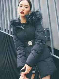 GYDA ブラック ダウンジャケット ジェイダ GYDA GYGYembroideryダウンコート （ブラック