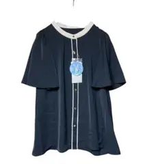 【新品タグ付】ハニーズ GLACIER 接触冷感 配色フレア袖ブラウス L 紺