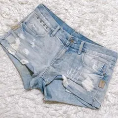 【2475】00s Archive y2k ショートパンツ デニム　ダメージ