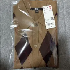 UNIQLO メリノブレンド ポロカーディガン 半袖 ブラウン L