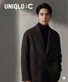 【美品】UNIQLO :C ニットジャケット XL ダークブラウン春秋 羽織り◎