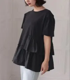 DONOBAN フリルヘム TEE ブラックのサムネイル