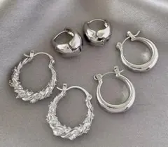 シルバー フープピアス 3点セット
