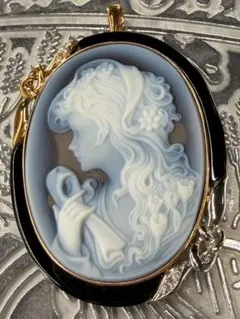 pt900 K18刻印 カメオ ペンダントトップ ダイヤ 0.04ct