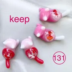 【MICO様専用】和猫レジン 金魚桜花ピンクじゃれ猫2ペア4匹セット（131）