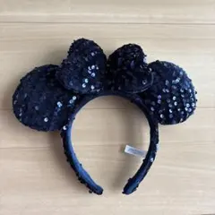 ディズニー カチューシャ ミニー ベロア　紺　スパンコール