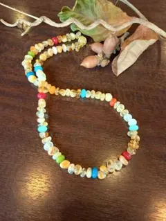 シトリンタンブルとカラフルジェード(染)のネックレス